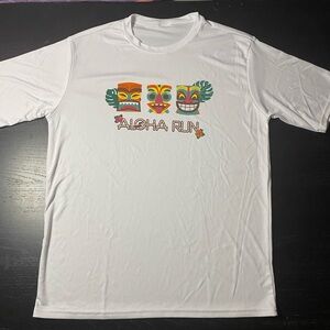 White Aloha Run Graphic Men's Shirt size M